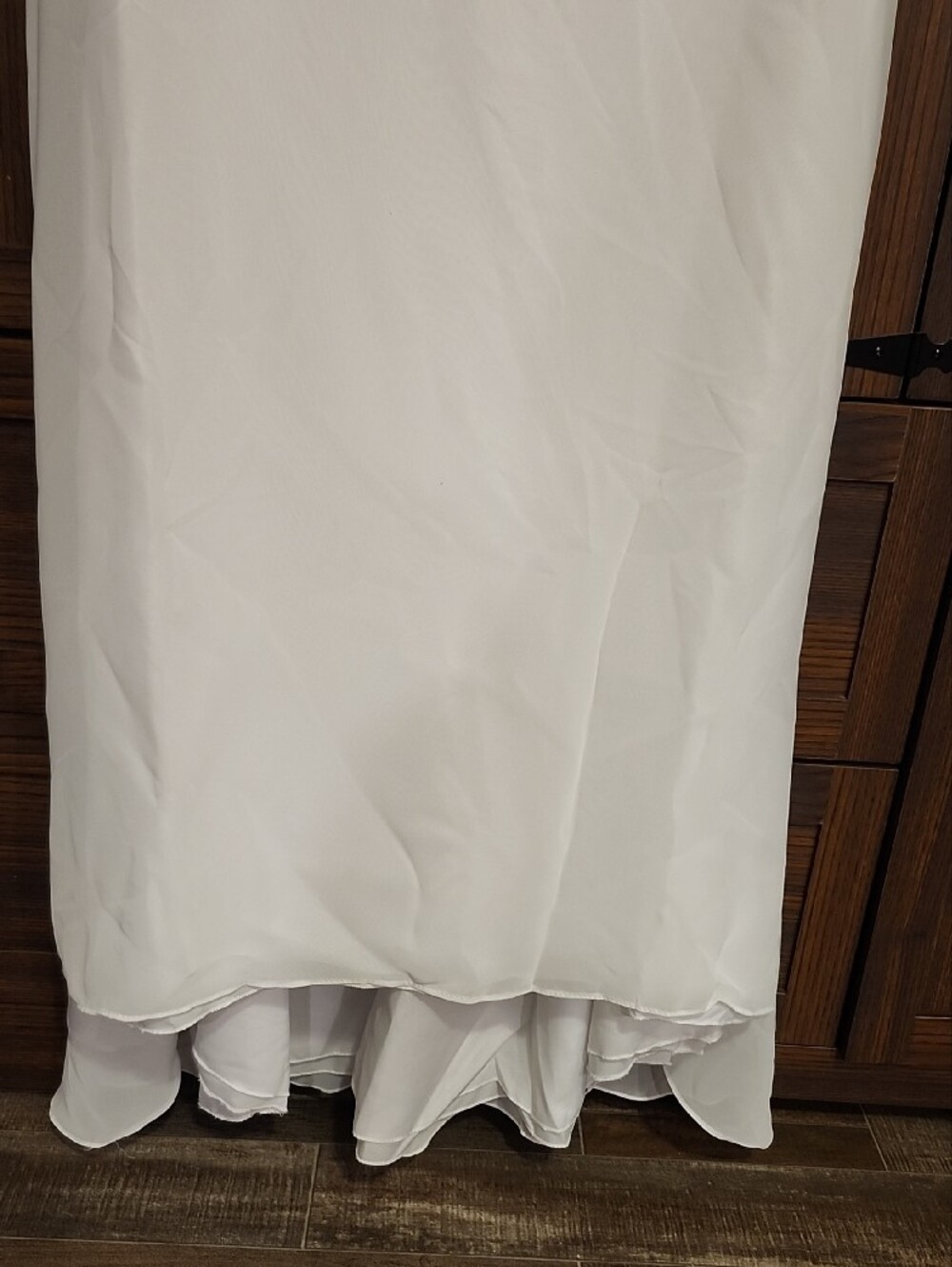 Minimalist White V-Neck Wedding Dress with Beaded Waist - Picture 10 of 16